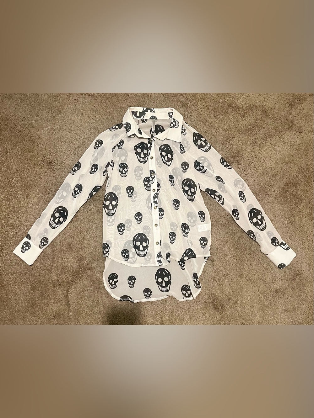 NWOT Mono B Sheer Skull Blouse